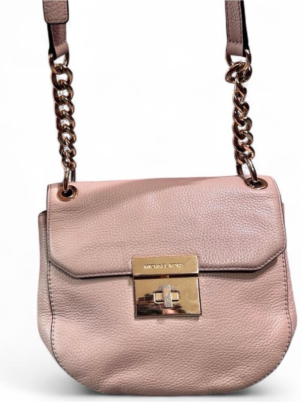 MICHAEL Michael Kors Blush Pink Pebbled Leather Chain Crossbody